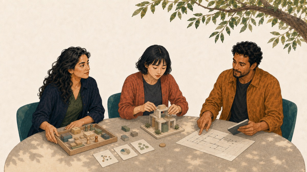 A community admin supplies product-building blocks, a seeker builds the product model, and a mentor guides from an architecture plan